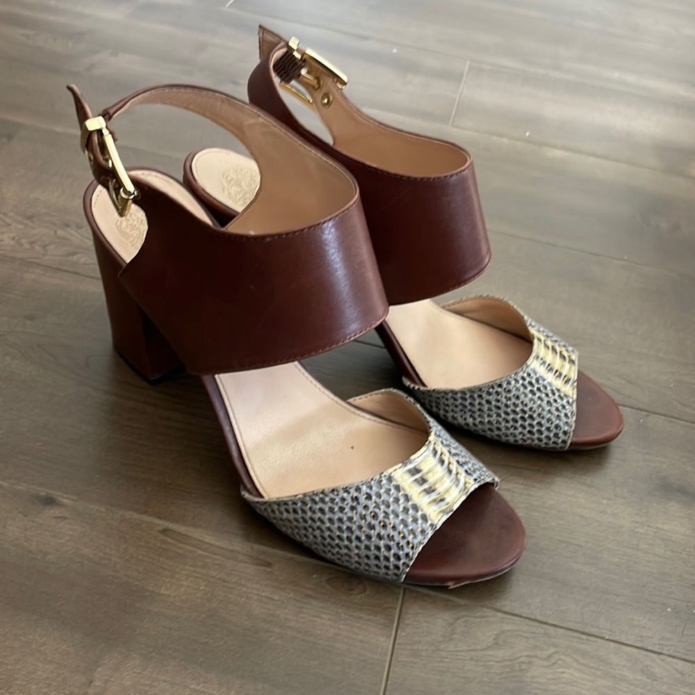 Vince Camuto Block Heel Snake Print